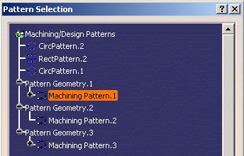 Selection of a Design pattern: all positions of the Design pattern are referenced in current one. Selection of a Pattern geometry: all positions are copied from the selected one.