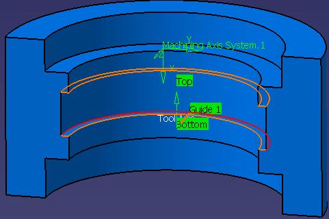 4. Click the red guiding element in the icon, then select the flank contour of the groove in the 3D window.