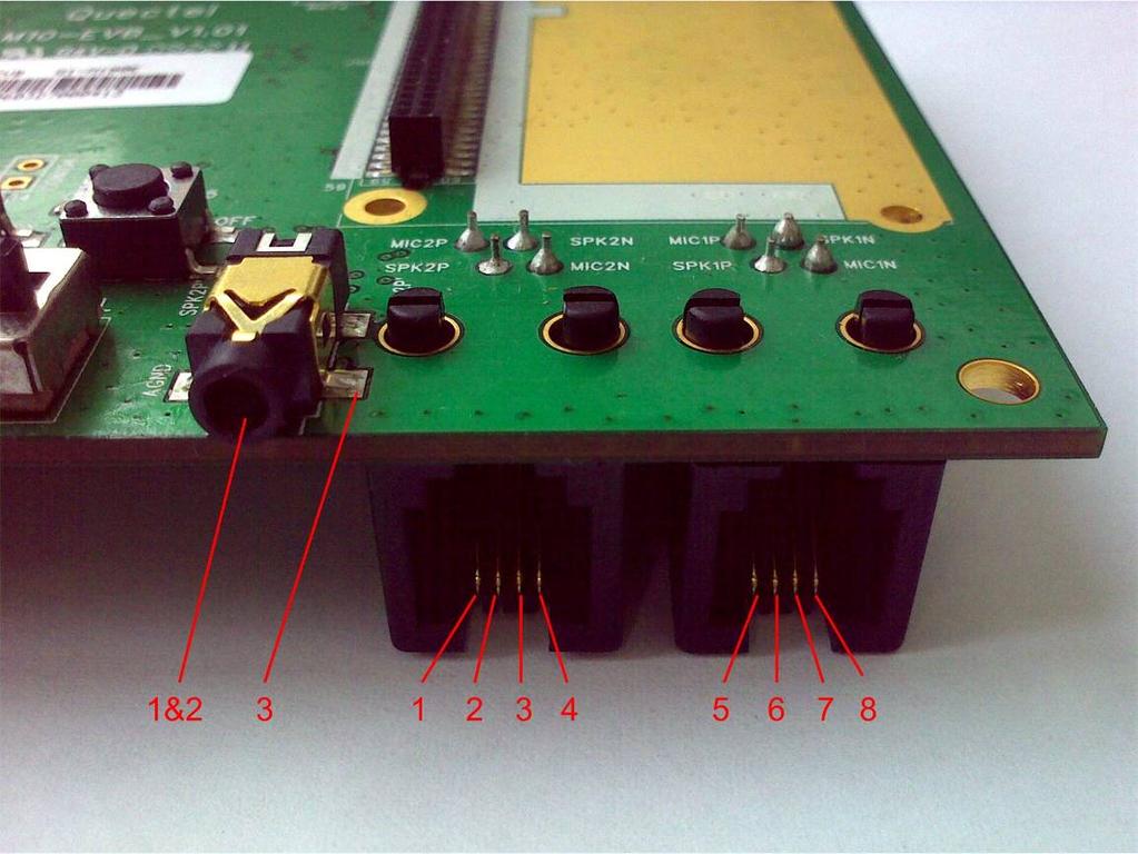 3.2. Audio interface Table 3: Pins of audio channel 2 Figure 5: Audio interface Pin Signal I/O Description 1 MIC2P I Positive microphone input 2 SPK2P O Positive receiver output 3 AGND AGND of audio