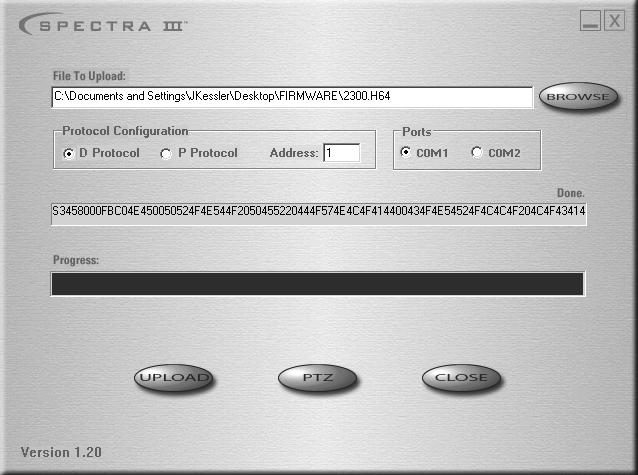 HOW TO UPLOAD SOFTWARE USING A PC (SPECTRA AND EXSITE SYSTEMS) WARNING: To upload software using the IPS-RDPE-2 remote data port, the following system software must be installed: Spectra III dome