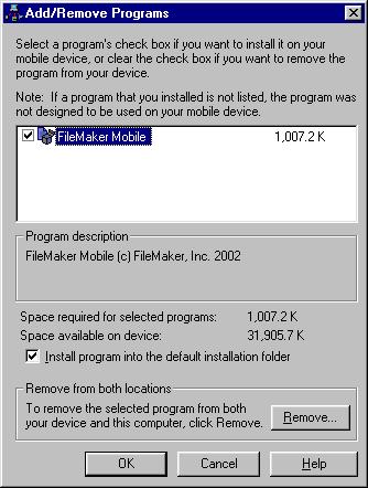 Installing the FileMaker Mobile application on a Pocket PC handheld To install the FileMaker Mobile application on your Pocket PC handheld: 1. Insert your Pocket PC handheld in the cradle. 2.