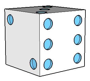 For the final face, with five holes, use all four square corners plus the midpoint of an added diagonal line.