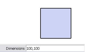 In the lower right corner of the SketchUp window, the Dimensions field shows the square s width and height. 4.