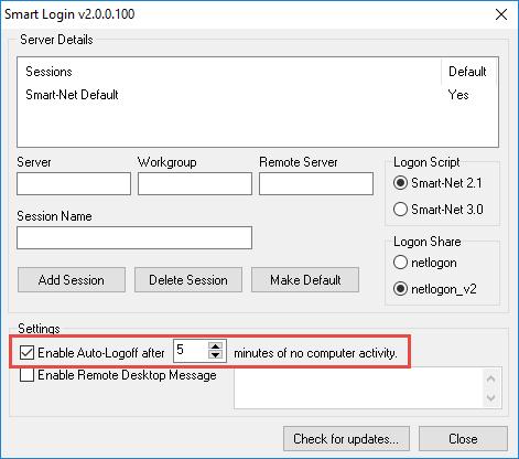 Smart Login Auto-Logoff Feature Auto Logoff is a feature used for logging off users if they leave their workstation unattended for more than the set time.