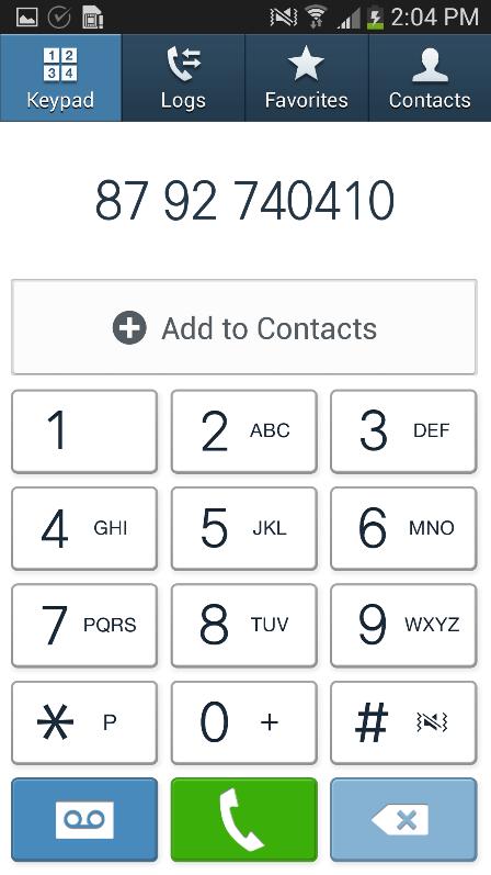 To get the Call Job Contact screen from where you will be able to make call to your job contact, tap on the Contact.