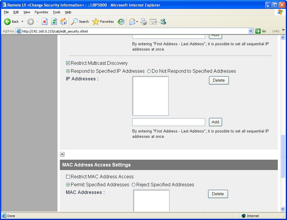5 Select the [Restrict Multicast Discovery] check box.