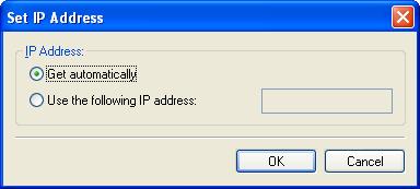[Get automatically]: Obtain an IP address using DHCP (The DHCP server needs to be started up). For more details on configuring the DHCP server, ask your network administrator.