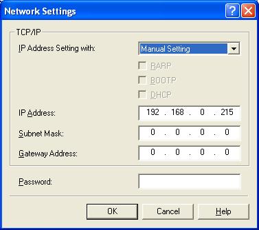 Options to be specified [IP Address Setting with]: Select the method for setting the IP address.