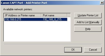 8 Select [Canon CAPT Port] from [Type], then click [Next].