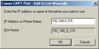 If the target printer's port name is not displayed in [Available network printers], click [Update Printer List].