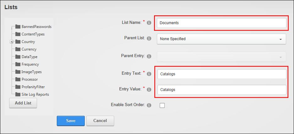 Adding a Parent List Adding a List Entry Super Users can add multiple entries to lists via the Host