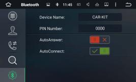 Tap CAR KIT to enter a different name. 2You can change the PIN Number (Bluetooth pairing password).