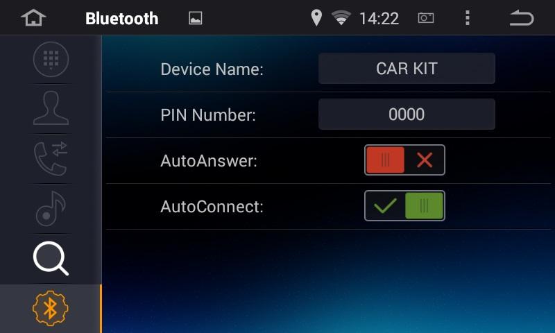 unit. 5. Devices list 1 You can change the Device Name of this unit. Tap CAR KIT to enter a different name.