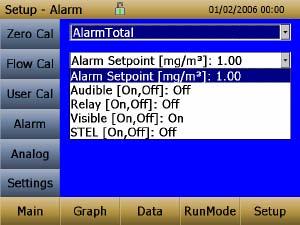 Alarm Setpoint [mg/m 3 ] The alarm setpoint is the mass concentration level upon which