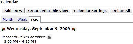 4. Click on the exact day of the event to be deleted. For this example, the event scheduled on the 9th of September 2009 will be deleted.