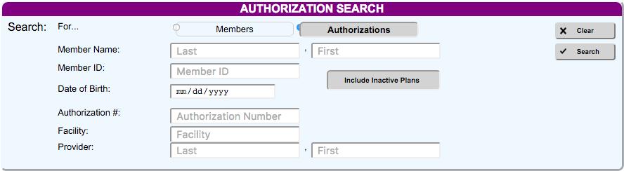AUTHORIZATION SEARCH You can perform Authorization searches on any criteria.