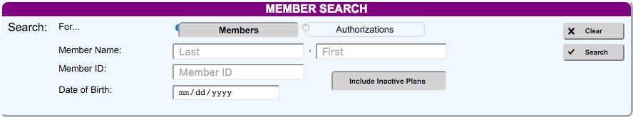 MEMBER SEARCH You can perform Member searches on any search criteria.