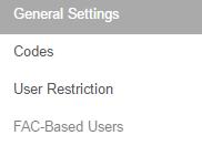 Select General Settings from the menu on the left. Select the radio button for Account codes.
