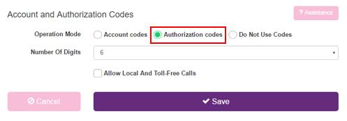 Set the number of digits from the dropdown box. Minimum 2 Maximum 14. Tick Allow Local And Toll-Free Calls if required.