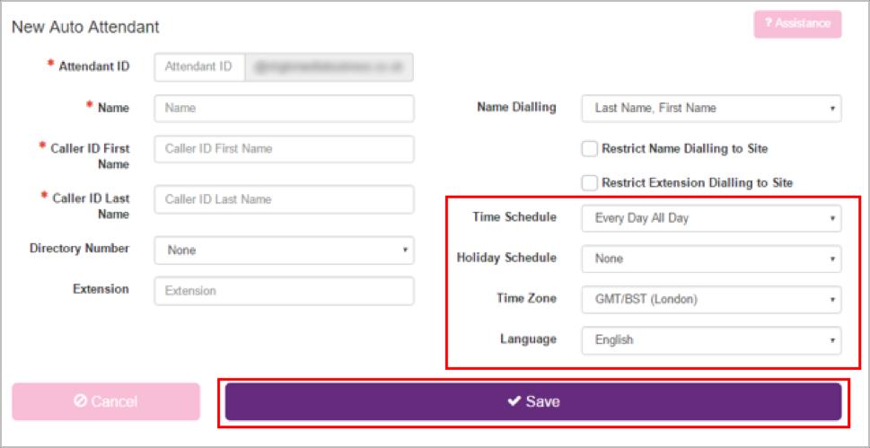 Set the restrictions for Name Dialling and Extension Dialling to within the Site by ticking the boxes as