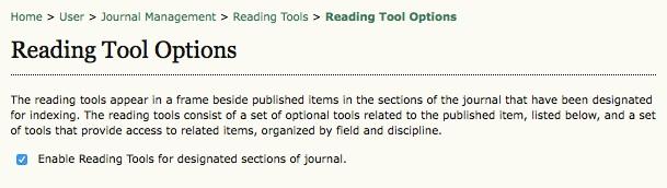 Reading Tools From the same page you can configure which tools will be available to your readers.