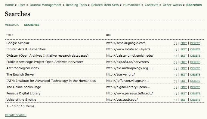 Here you could revise the Searches options that will be available to readers under Author's work on their sidebar.
