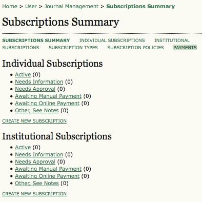 Subscriptions Returning to the Subscriptions Summary page