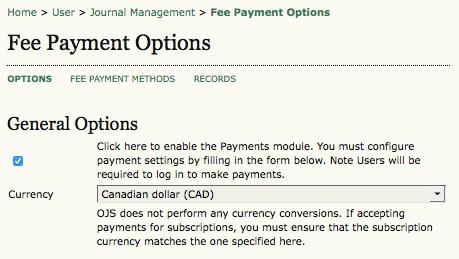 Selecting the Payments here will take you to the Fee