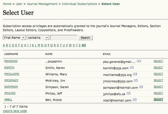 If the user already has an account with the journal their name will appear here.