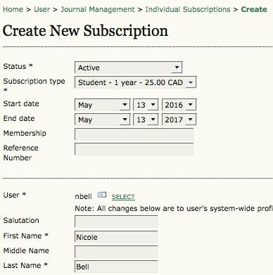 Subscriptions If the new subscriber does not already have an account, you can create one for