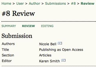 An editor has now been assigned to the submission. Below that is the Peer Review section.