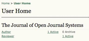 Submissions Submissions After logging in to the journal the Reviewer will arrive at the User Home page. This user is both an Author and Reviewer.