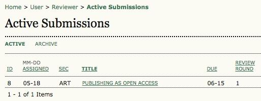 This page lists the submissions which you have been invited to review or are currently in the process of reviewing.