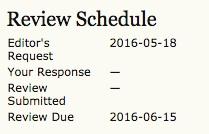Next, you will see the review schedule, and the associated deadline.