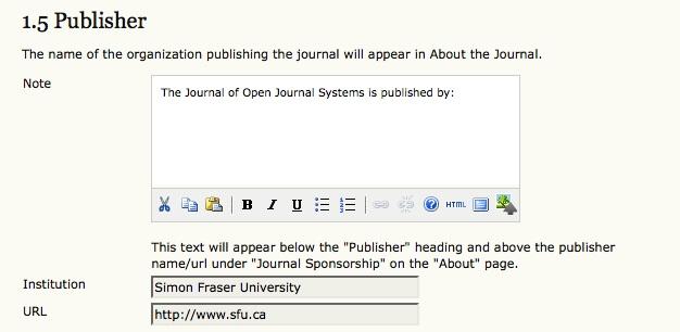 You can specify publisher information in the first form. 1.