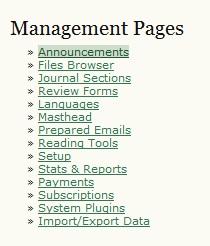 Announcements Announcements If you have chosen the announcements option in Step Four for your journal, a link to manage