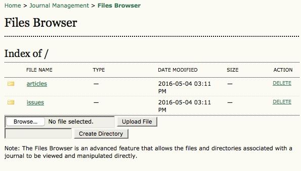 The Files Browser The Files Browser The Files Browser is an advanced feature that allows the files and directories associated with a journal to be viewed and manipulated directly.