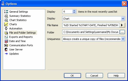 Chapter 6 Customizing the software 105 File and Folder Settings The File and Folder Settings options help you manage the LogTag data files.