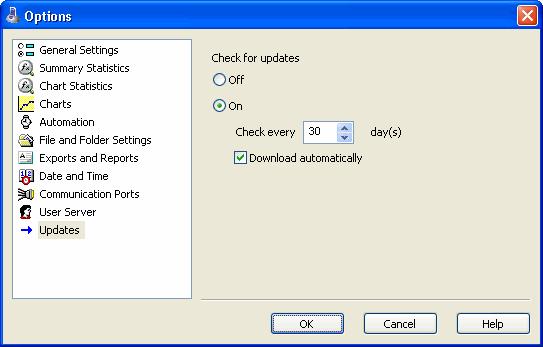 Chapter 6 Customizing the software 115 Software Updates The LogTag Analyzer software can periodically check to determine if a newer version of the program is available for download from the LogTag