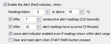 34 LogTag Analyzer User Guide (2.0) Alert Processing The LogTag can display a visual alert if one or more of the configured alert conditions have been met.
