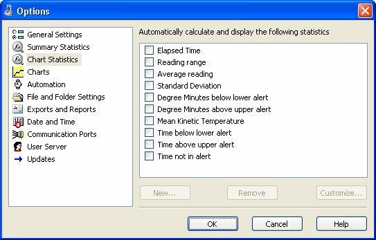 Chapter 6 Customizing the software 89 Chart Statistics This option allows you to specify which statistics are