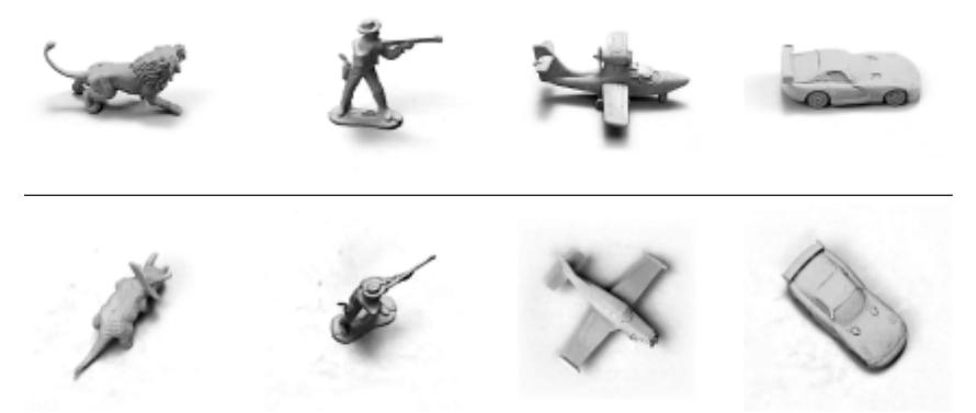Test Dataset smallnorb dataset: 96x96 greyscale images of 5 classes of toy (airplanes, cars, trucks, humans, animals) with 10 physical