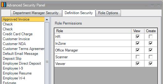 3.5.81 New Advanced Security Panel to the administration menu. This allows managing definition level security as well as assigning department managers and folder-owners.