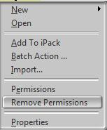 Without create permission, users cannot see the definition in places where creation is allowed New "Remove Permissions" menu option to the organizer available only to administrators and folder-owners.