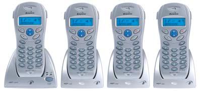 payable twin quad Blue backlit LCD 40 name and number phonebook per handset On hook dialling with editing function 10 last number redial 1 base station can register up to 5