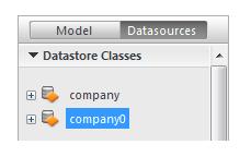 As we already have a datasource named company, the GUI Designer uses the same name (which is the name of our datastore class) and adds a 0 at the