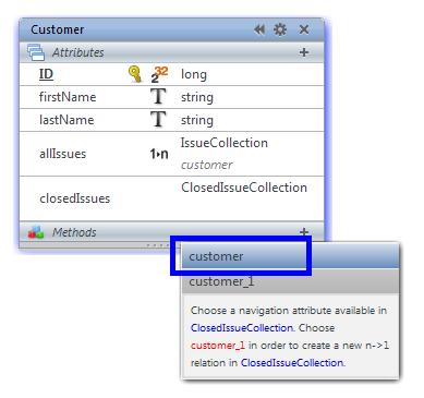 Select customer: 6. Note: Do not select customer_1 because we don t want to add a new attribute to ClosedIssue.