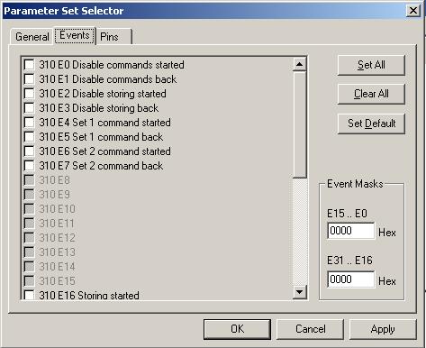 REF 542plus 1MRS755871 Configuration Fig. 4.3.9.1.-2 A060101 General tab of configuration dialog box for Parameter Set Selector Events A060102 Fig.