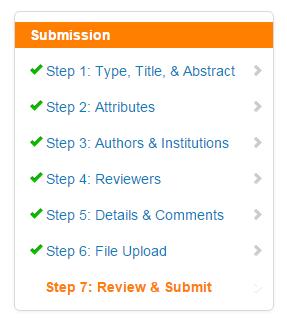 Step7 Review AND Submit(1) This is a final review step before submitting your manuscript.