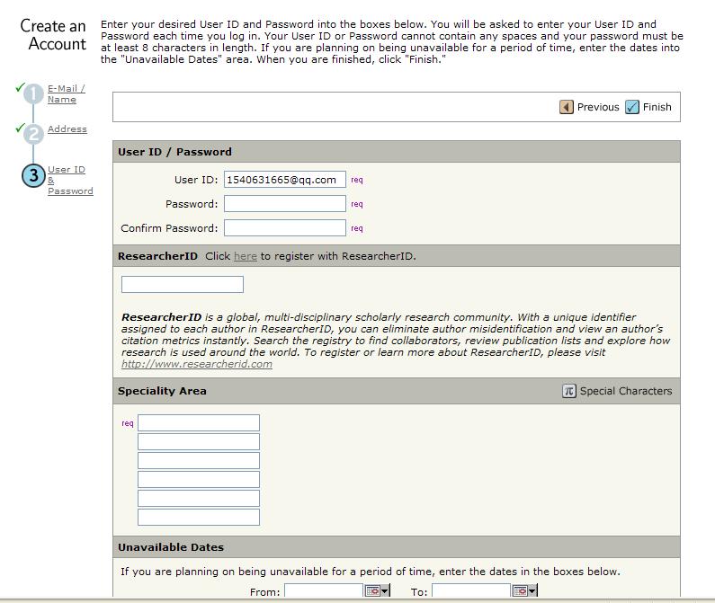 Account registration Fill in password twice.